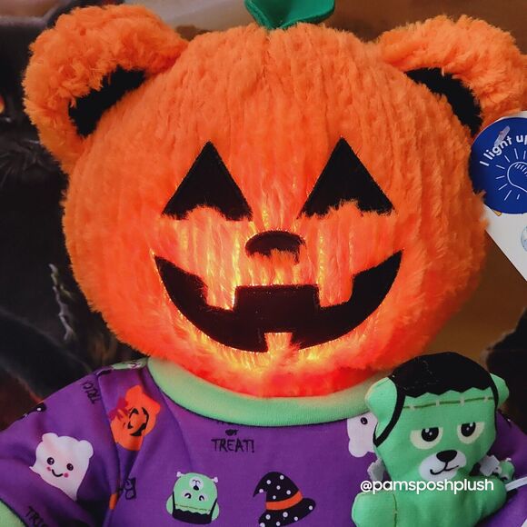 Build A Bear Pumpkin Glow Jack O'Lantern Halloween Frankenstein Sleeper Plush - Picture 3 of 16